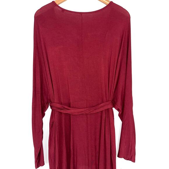 Universal Standard Modal Jersey Wrap Tie Front Dress in Cabernet Size XL - Picture 9 of 13